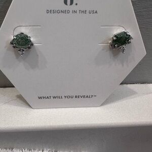 Bomb party BP 
Fizz Green and Silver Stud Earrings with Faceted Stones